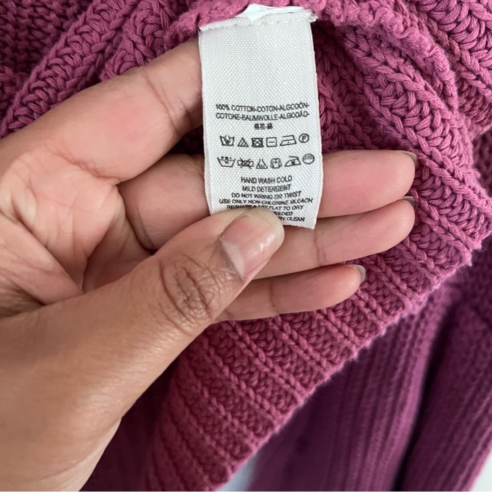 Free People Rose Pink Damsel Bell Sleeve Cotton V-neck Sweater |Small| - Picture 10 of 10